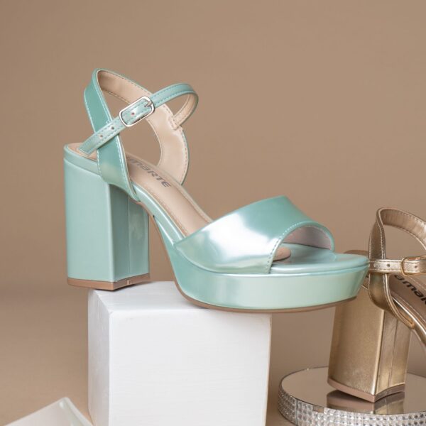 141006 VIAMARTE SANDALIA CON PLATAFORMA TACON 8 CMS VERDE MENTA VITREO