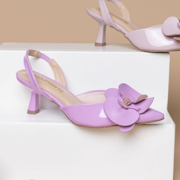 168006 VIAMARTE ZAPATO DESTALONADO DE PUNTA FLOR TACON 6 CMS VIOLETA NAPA