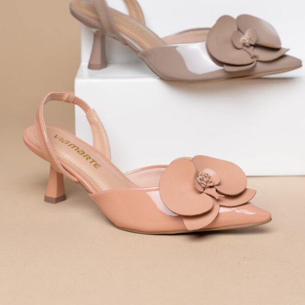 168006 VIAMARTE ZAPATO DESTALONADO DE PUNTA FLOR TACON 6 CMS MOCCA NAPA  MOCCA