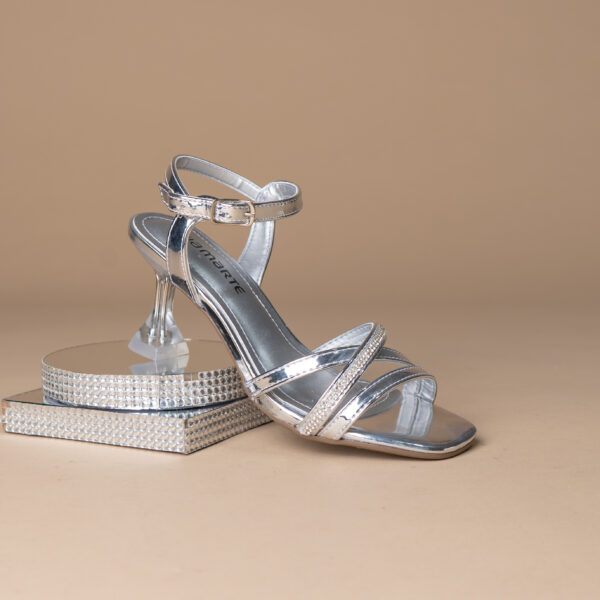 201009 VIAMARTE SANDALIA TACON COPA CRISTAL 6 CMS PLATEADO ESPEJO
