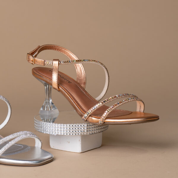 201010 VIAMARTE SANDALIA DE TIRAS TACON COPA 6 CMS ORO ROSA METALIZADO