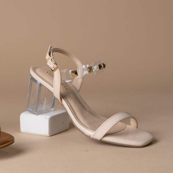 198002 VIAMARTE SANDALIA TIRA TRANSPARENTE TACON CRISTAL CREMA VERNIZ
